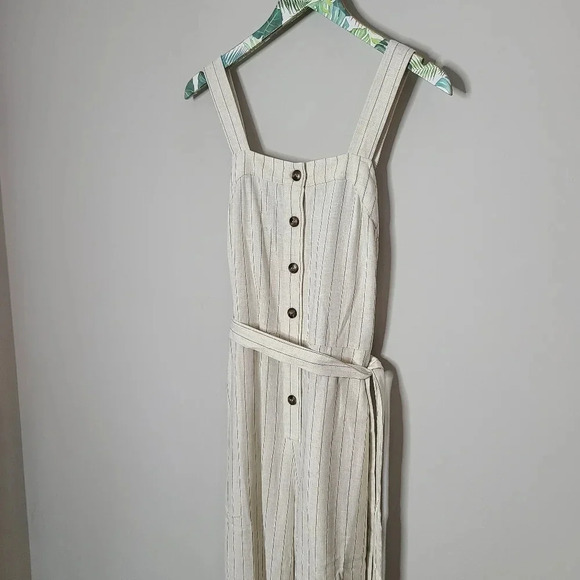 New Easel Cotton Linen Blend Striped Jumpsuit S - Picture 2 of 9
